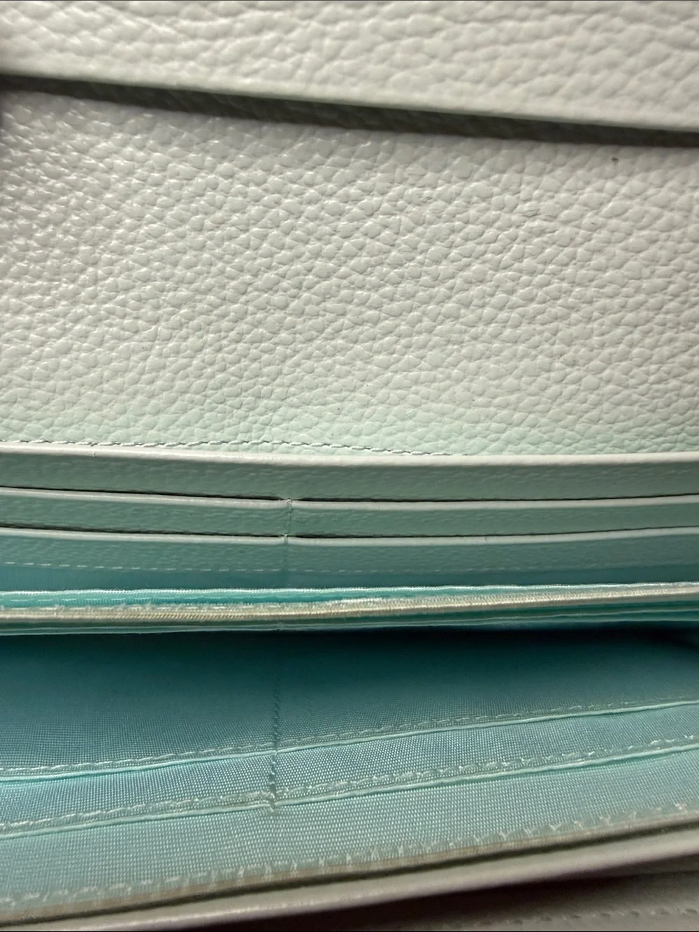 Samantha Thavasa Mint Green Petit Choice Pebbled Leather Wallet with Gold Trim